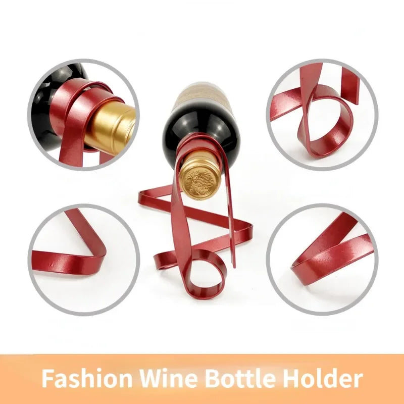 Creative Wine Bottle Holder Ribbon Suspension Poised Wine Rack