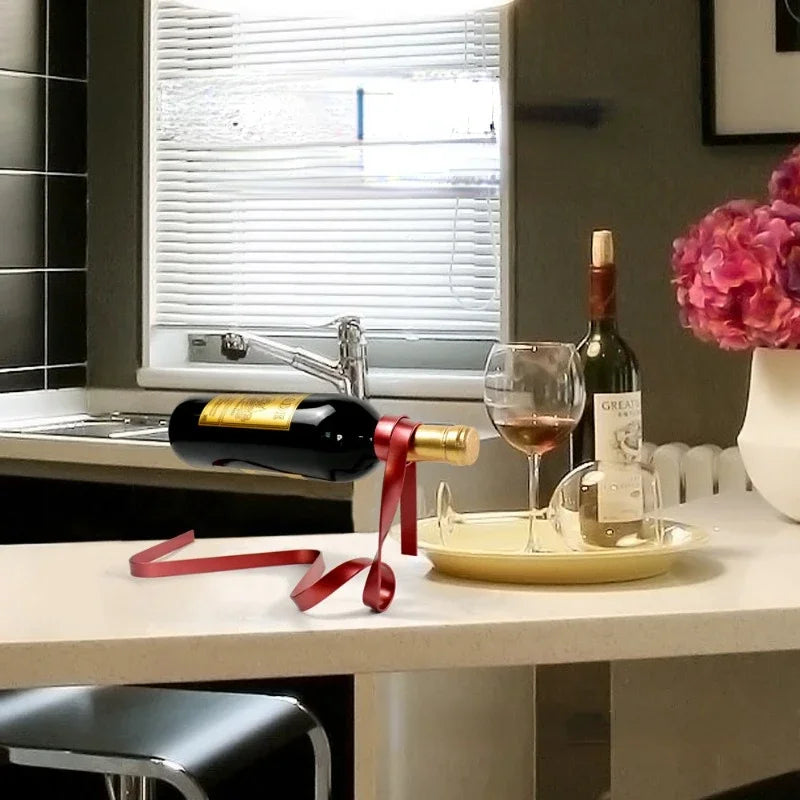 Creative Wine Bottle Holder Ribbon Suspension Poised Wine Rack