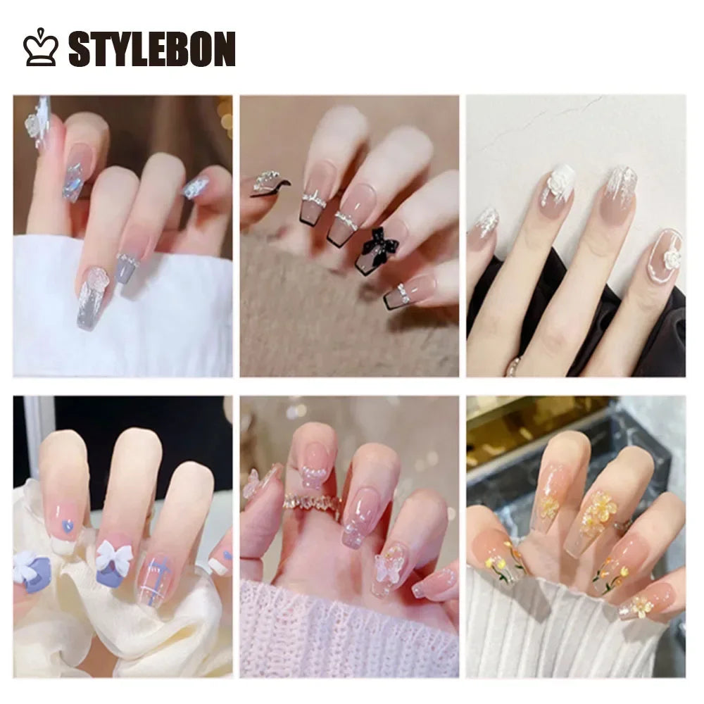 24Pcs/Box Charming Ballet Wearable Fake Nails press on Square Head Finished Fingernails