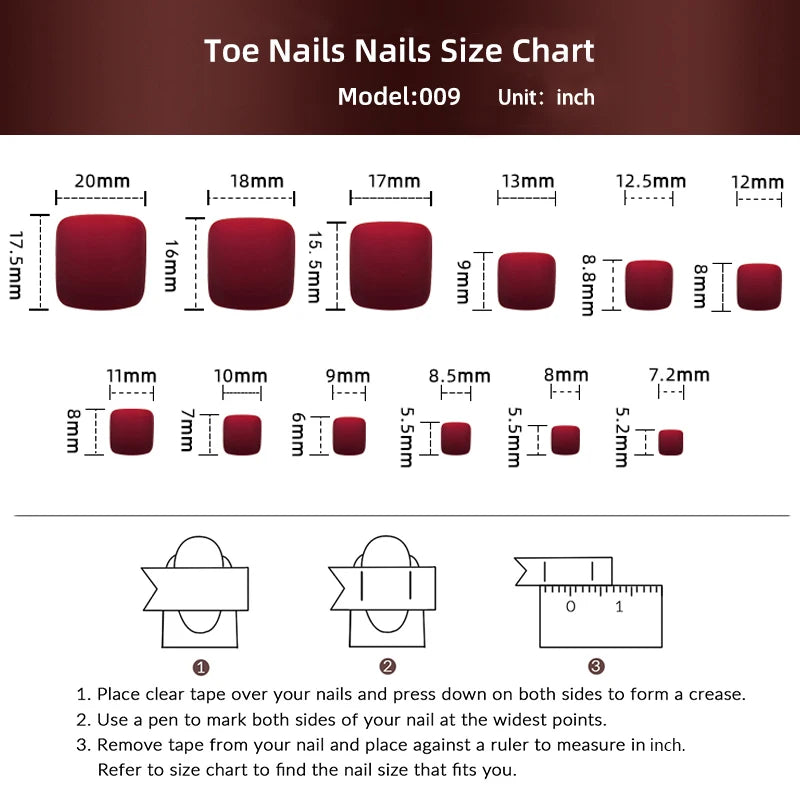 24 Pcs Glossy Toe Nails Red Glitter False Nails French Style With Rhinestone Shiny Artificial Reusable Fake Nails For Women