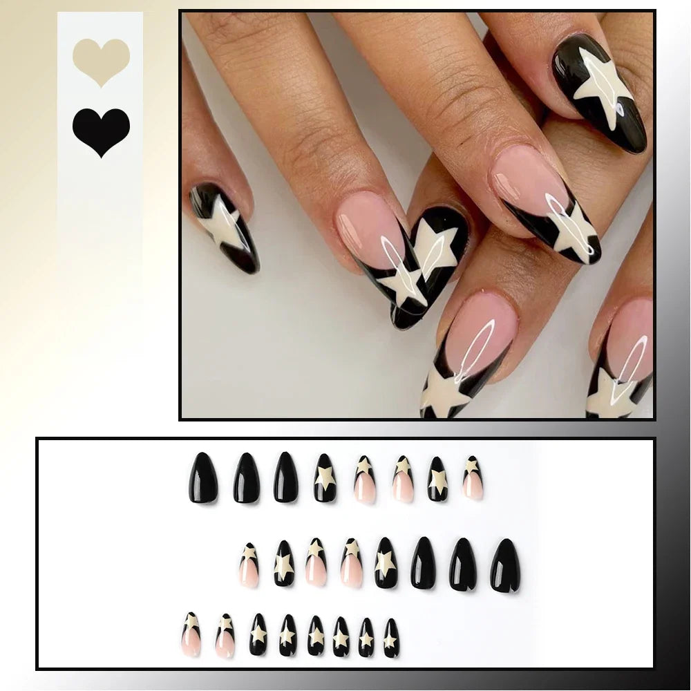 24Pcs/Box Charming Ballet Wearable Fake Nails press on Square Head Finished Fingernails