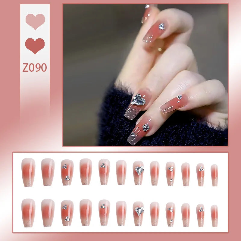 Press On False Nails Wearable Nail Art Finished Fingernails Ballet Full Cover