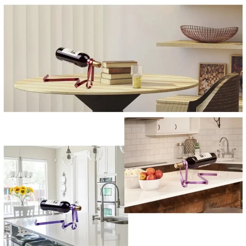 Creative Wine Bottle Holder Ribbon Suspension Poised Wine Rack