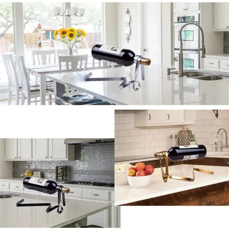 Creative Wine Bottle Holder Ribbon Suspension Poised Wine Rack
