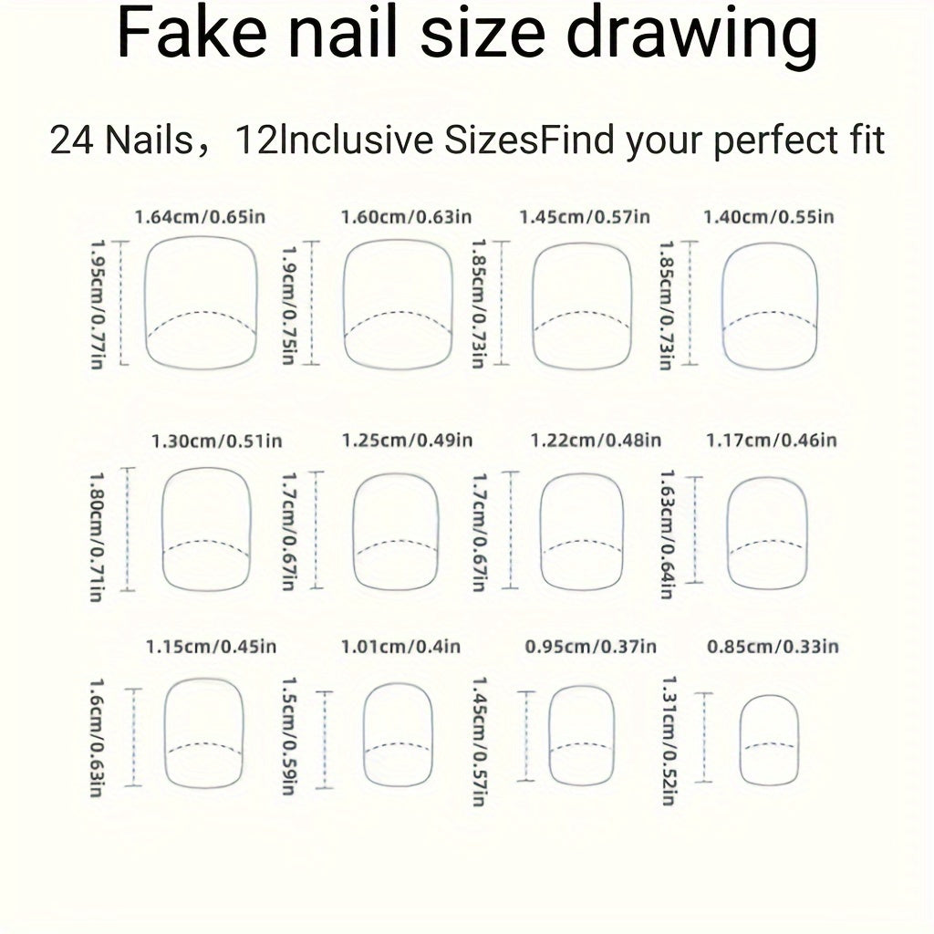 24pcs Short Square Press On Nails, White Flower Design Fake Nails, Full Cover French Tip False Nails For Women And Girls Including Nail File And Jelly Glue