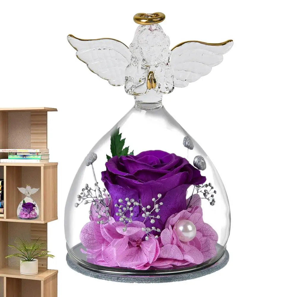 Preserved Rose In Angel Glass Cover Wedding Eternal Flowers