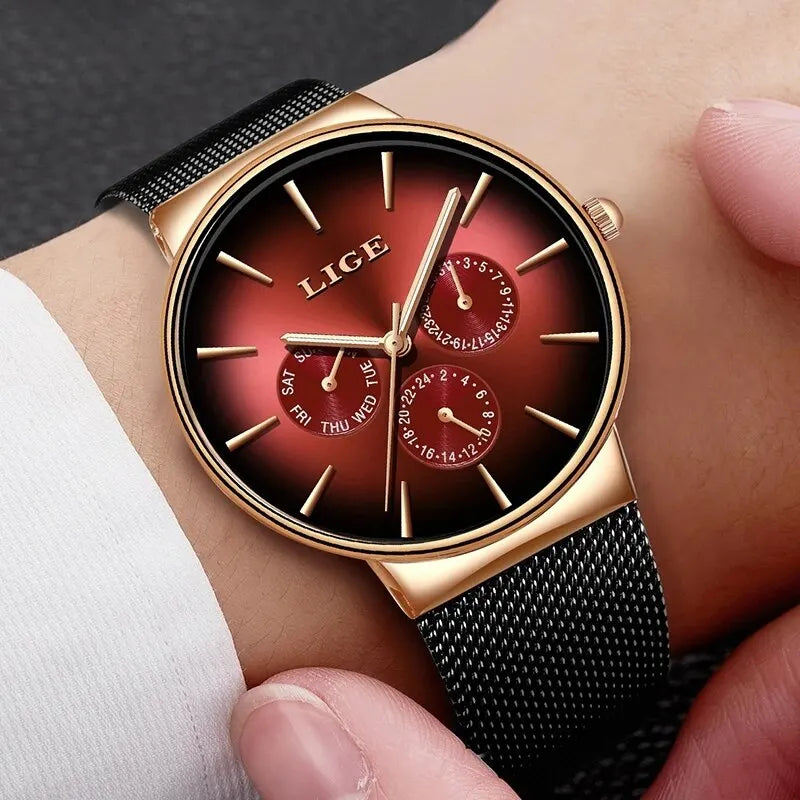 LIGE Fashion Mens Watches Top Brand Luxury Quartz Watch