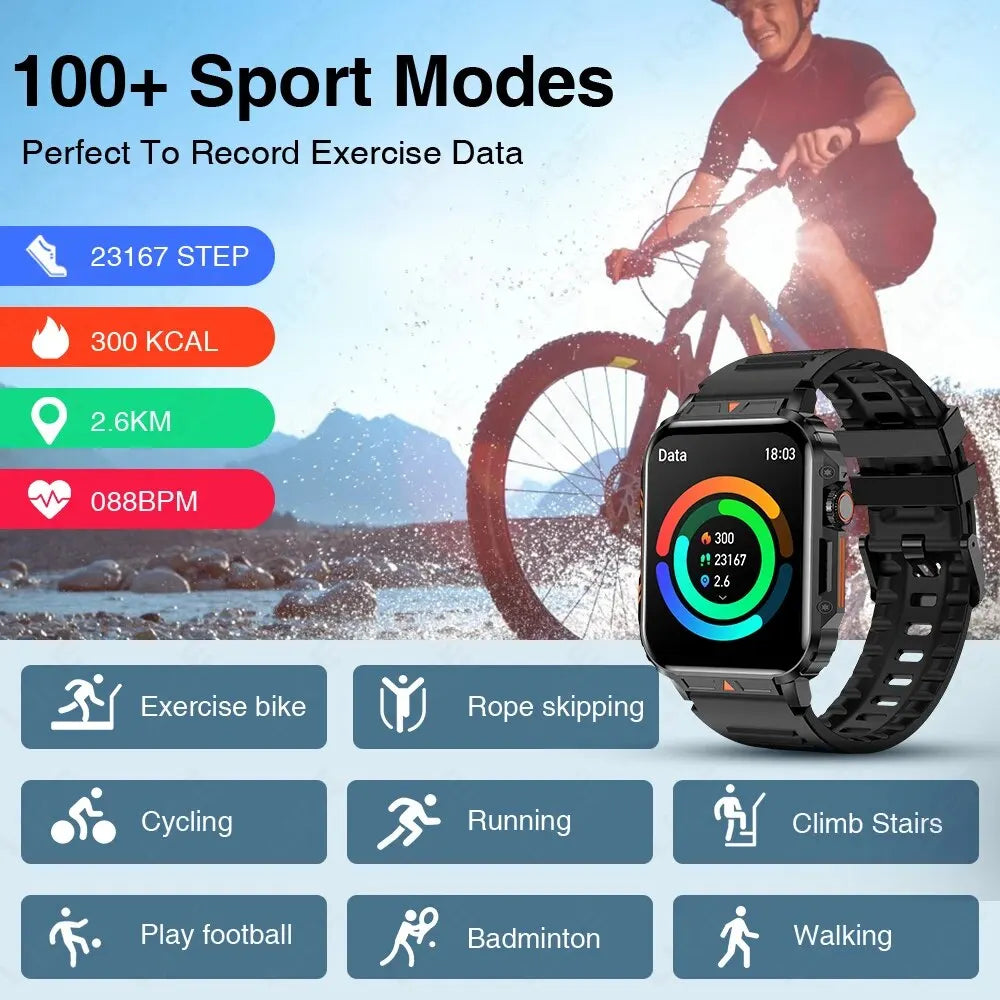 LIGE Smartwatch 1.95 Inch Screen Health Monitoring Watches For Men Women