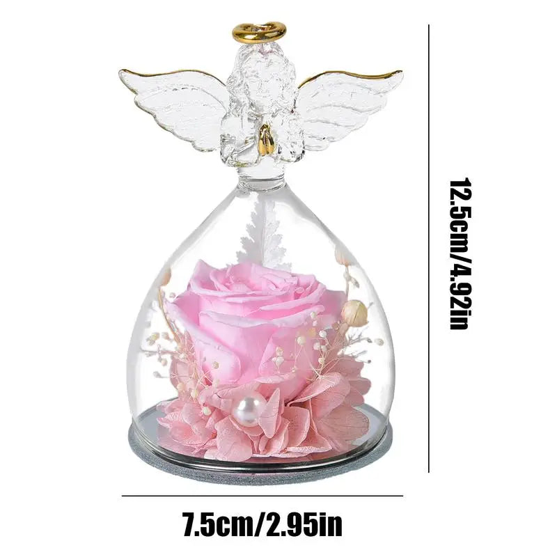 Preserved Rose In Angel Glass Cover Wedding Eternal Flowers