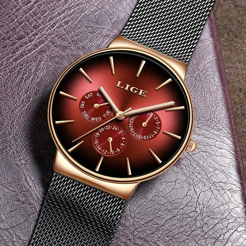 LIGE Fashion Mens Watches Top Brand Luxury Quartz Watch