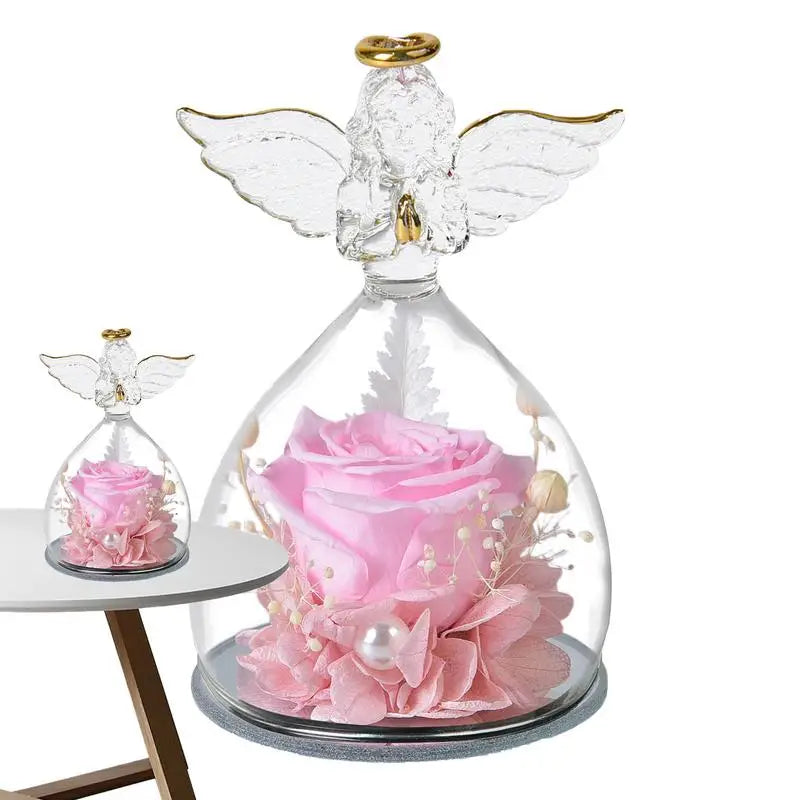 Preserved Rose In Angel Glass Cover Wedding Eternal Flowers