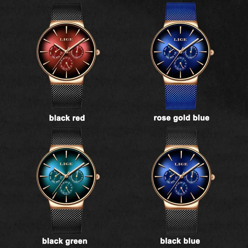 LIGE Fashion Mens Watches Top Brand Luxury Quartz Watch