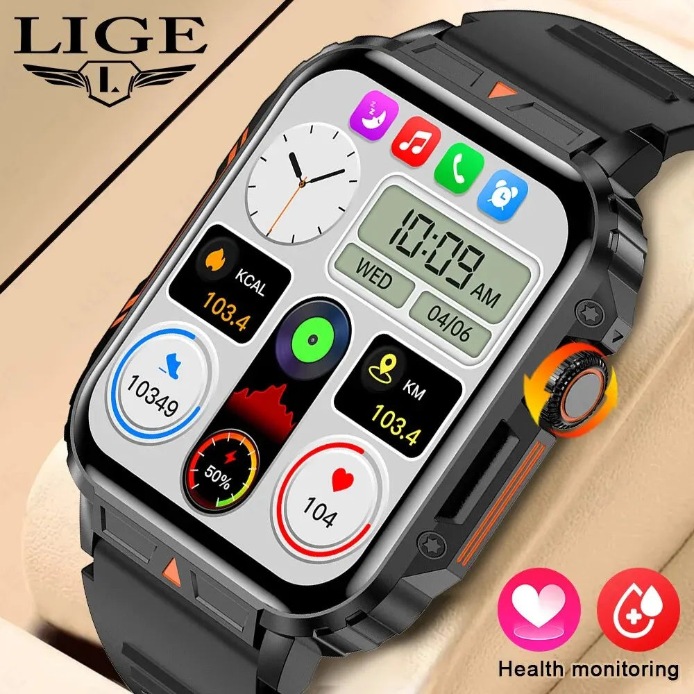 LIGE Smartwatch 1.95 Inch Screen Health Monitoring Watches For Men Women