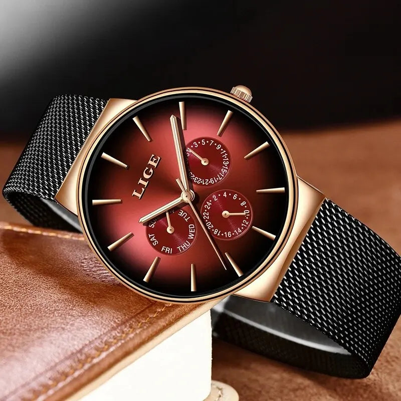 LIGE Fashion Mens Watches Top Brand Luxury Quartz Watch